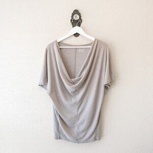 Converse One Star XL Beige Cowl Neck Top Womens Drape Tunic Shirt